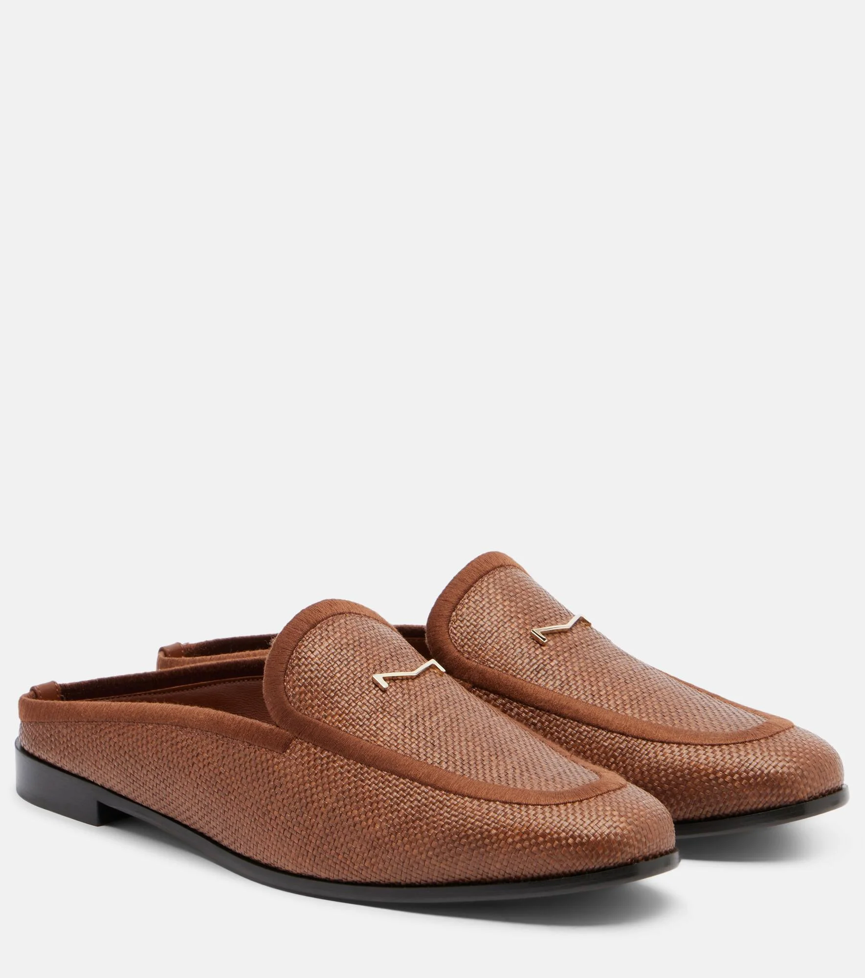 Amito leather-trimmed raffia mules - 1