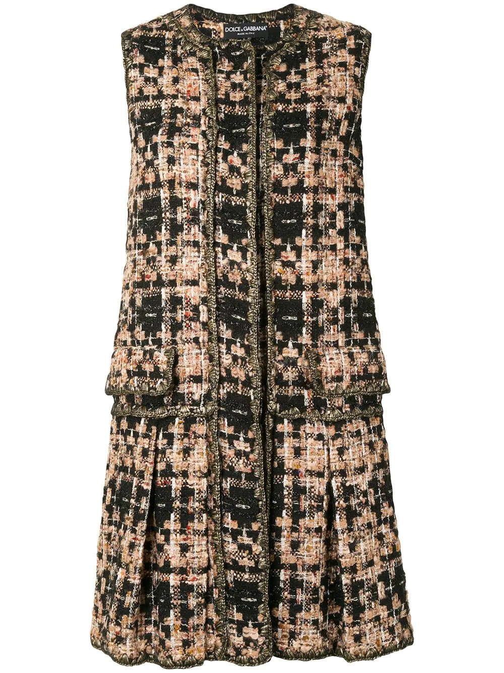 sleeveless tweed jacket - 1