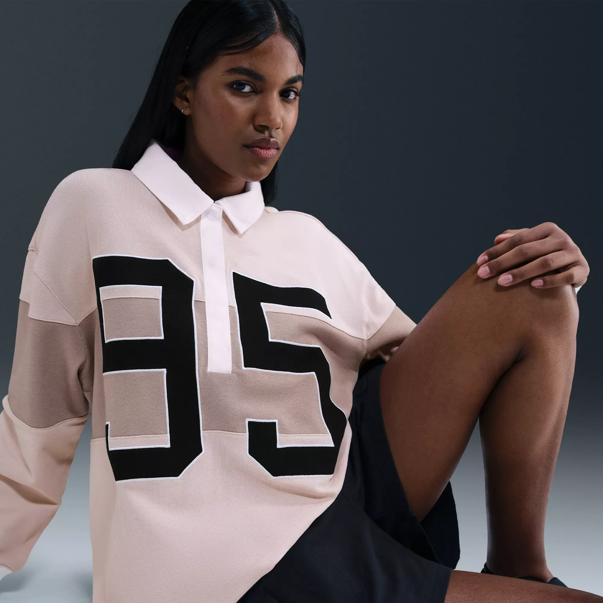 Nike Women's Sportswear Long-Sleeve Graphic Polo Top - 1