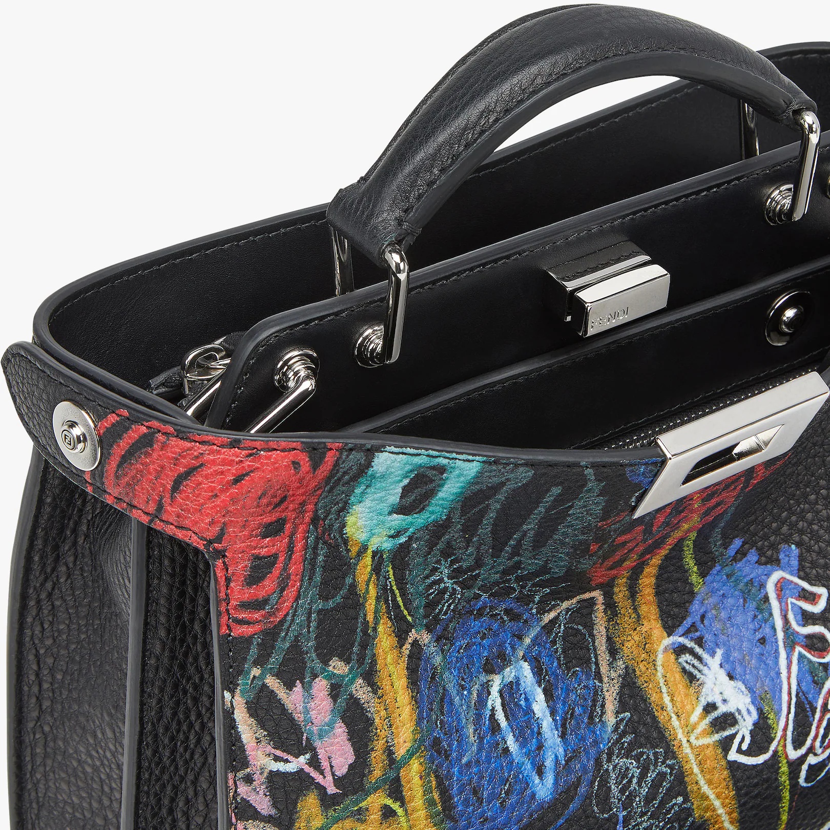 Leather bag with multicolor print - 6