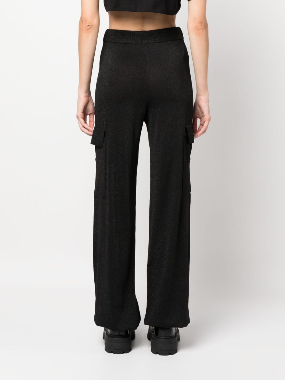 metallic-threading high-waisted trousers - 4