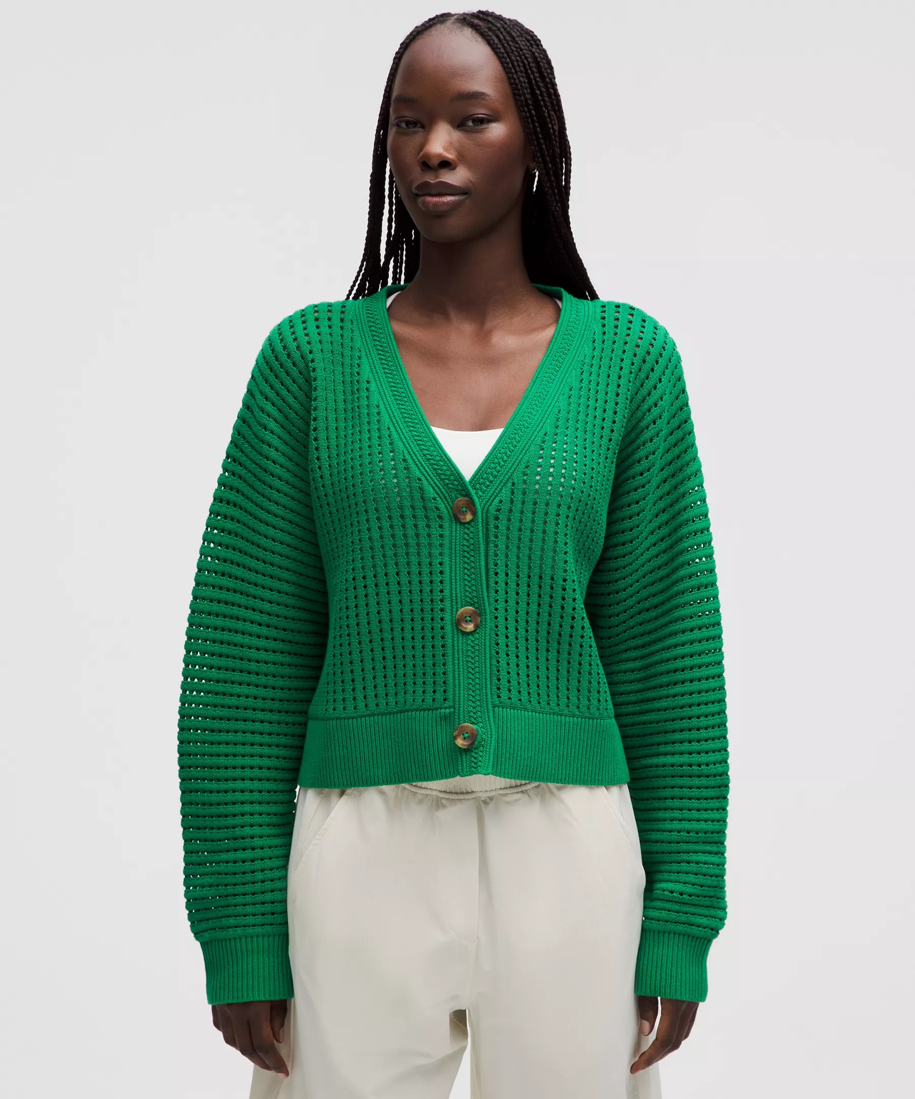 Cotton Crochet Mesh Relaxed-Fit Cardigan - 6