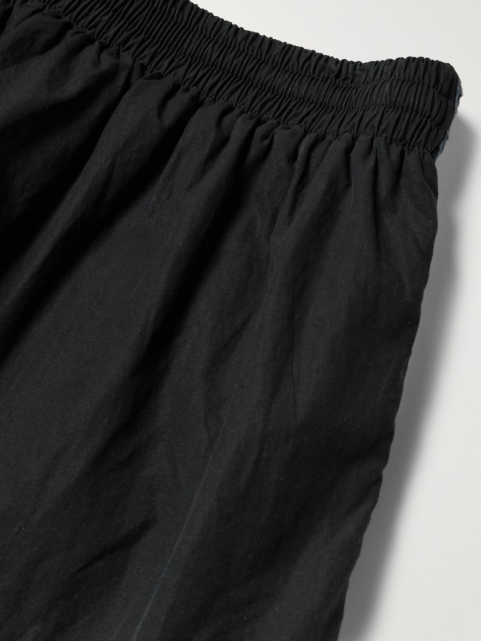 Wide-Leg Panelled Cotton-Poplin and Camouflage-Print Ripstop Cargo Track Pants Black - 5