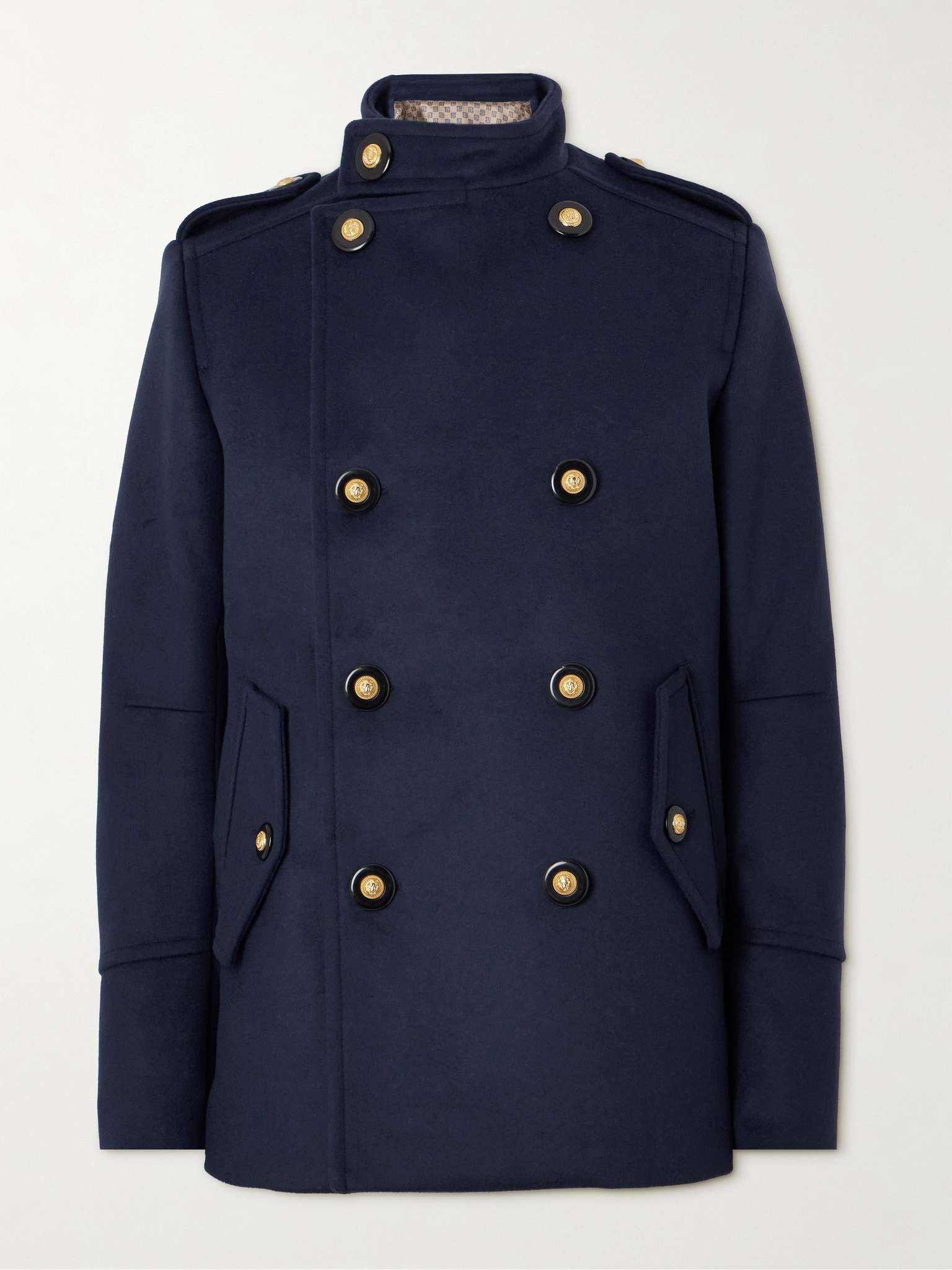 Double-Breasted Virgin Wool Peacoat - 1