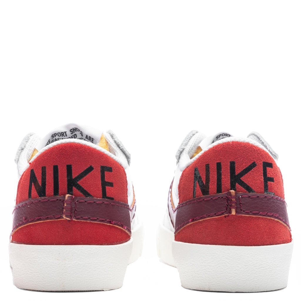 NIKE WOMEN'S BLAZER LOW '77 JUMBO - WHITE/DARK BEETROOT/CINNABAR/BLACK - 4