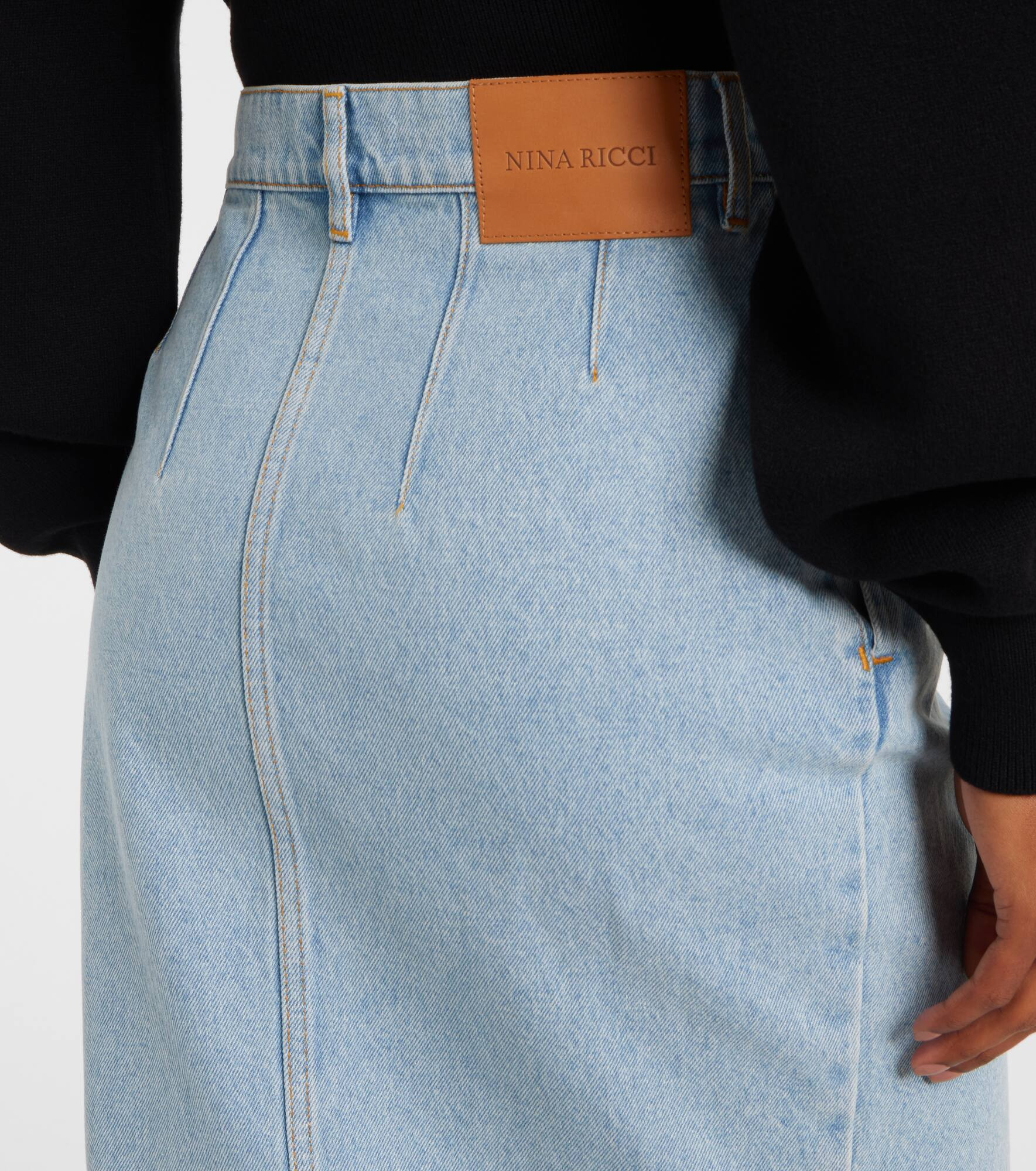 Draped denim midi skirt - 5