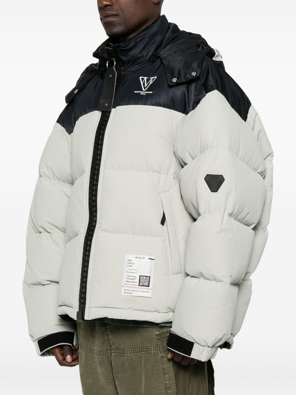 colour-blocked padded coat - 3