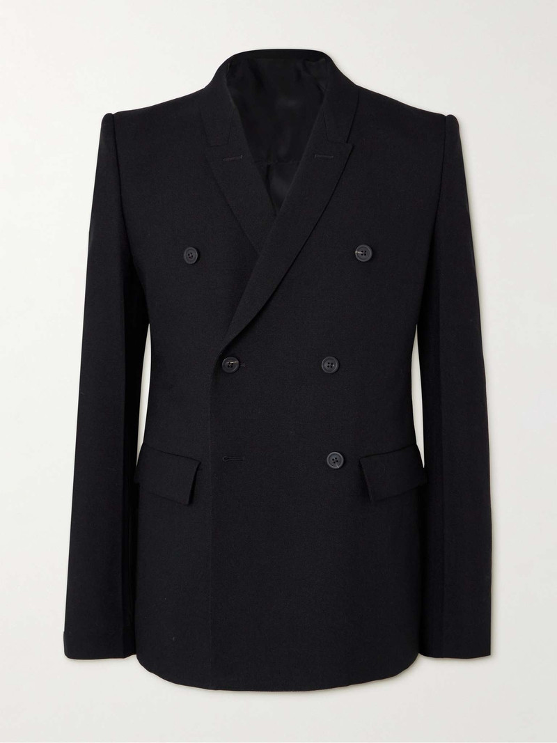 Double-Breasted Grain De Poudre Wool Blazer 1