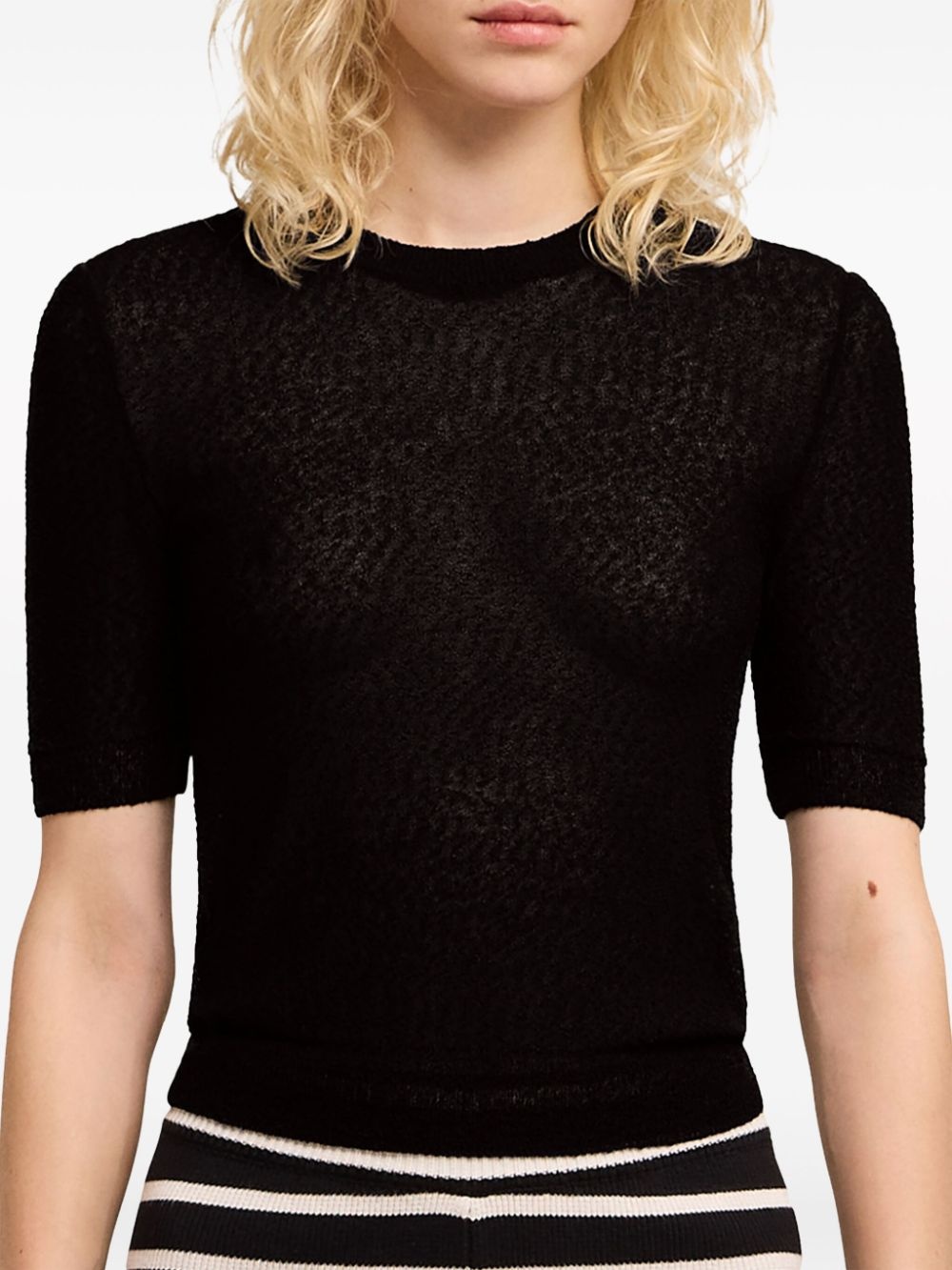 cropped textured-knit top - 6