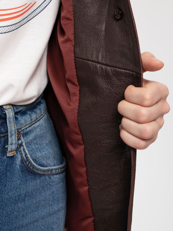 Saga Leather Blazer Dark Brown - 4