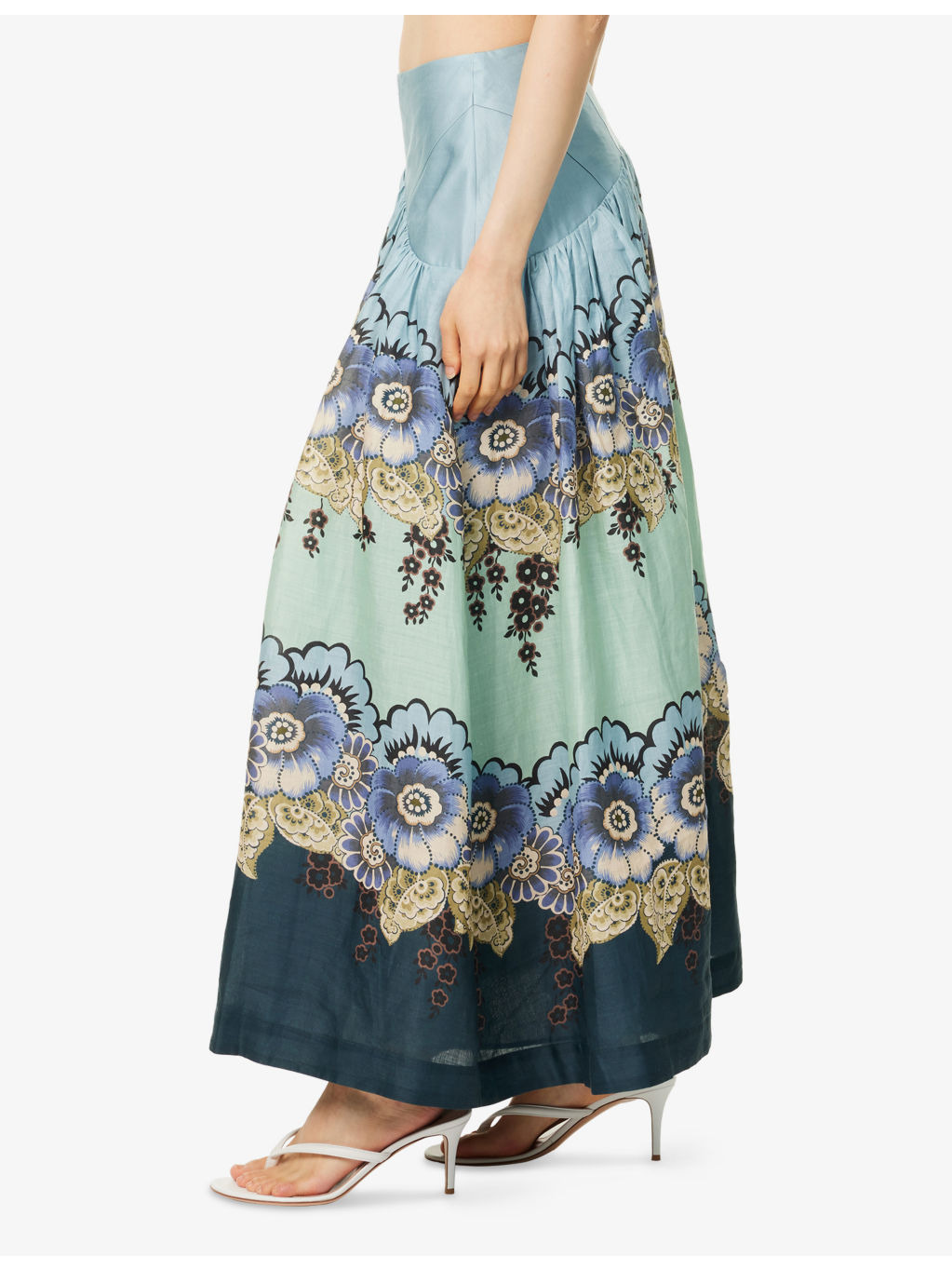 Madalena Floral Ramie Midi Skirt - 3