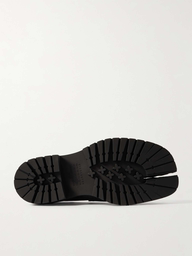 Maison Margiela Tabi County Split-Toe Distressed Textured-Leather Penny Loafers outlook