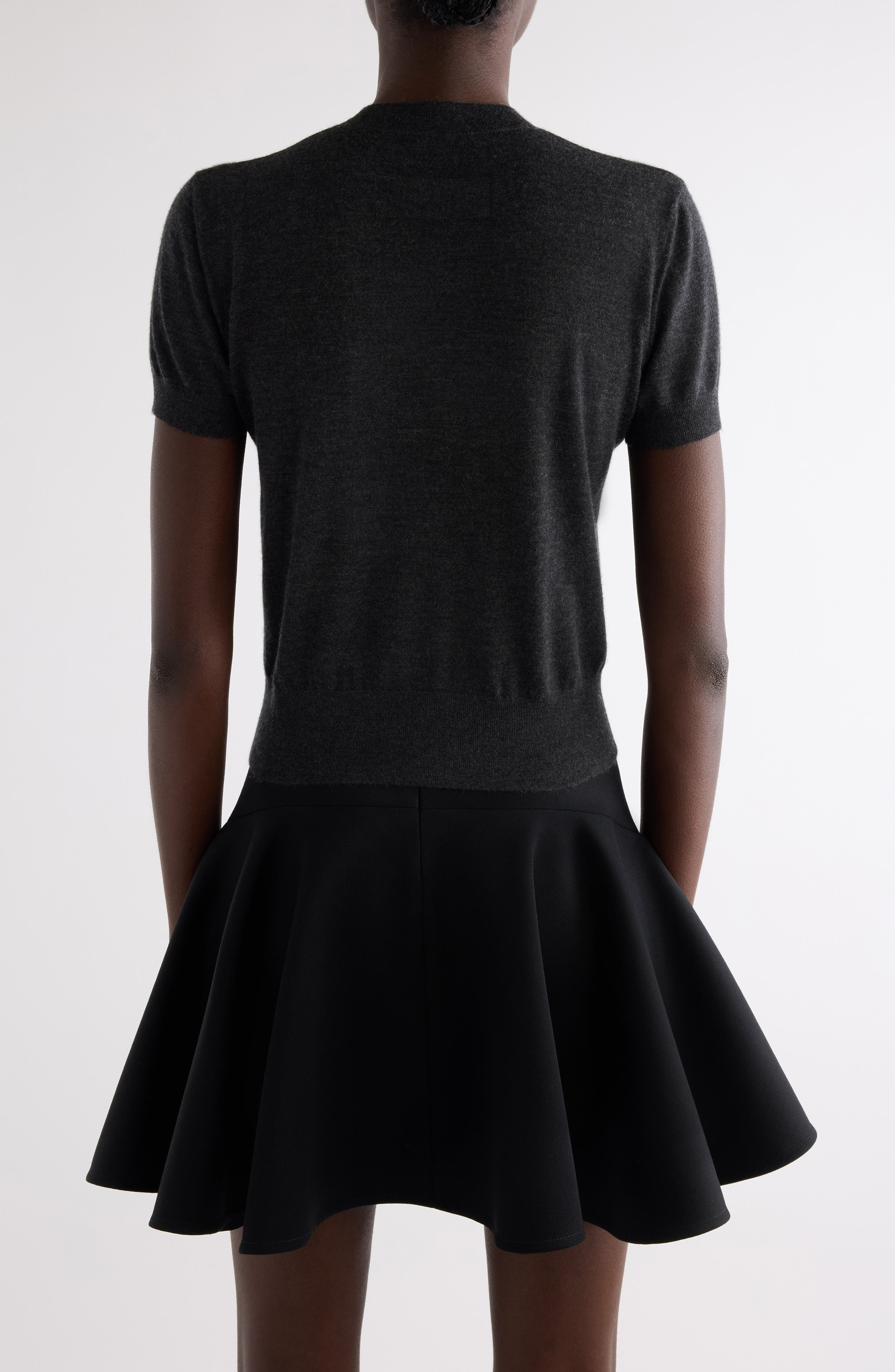 Givenchy Short Sleeve Silk Sweater in Charcoal at Nordstrom - 3