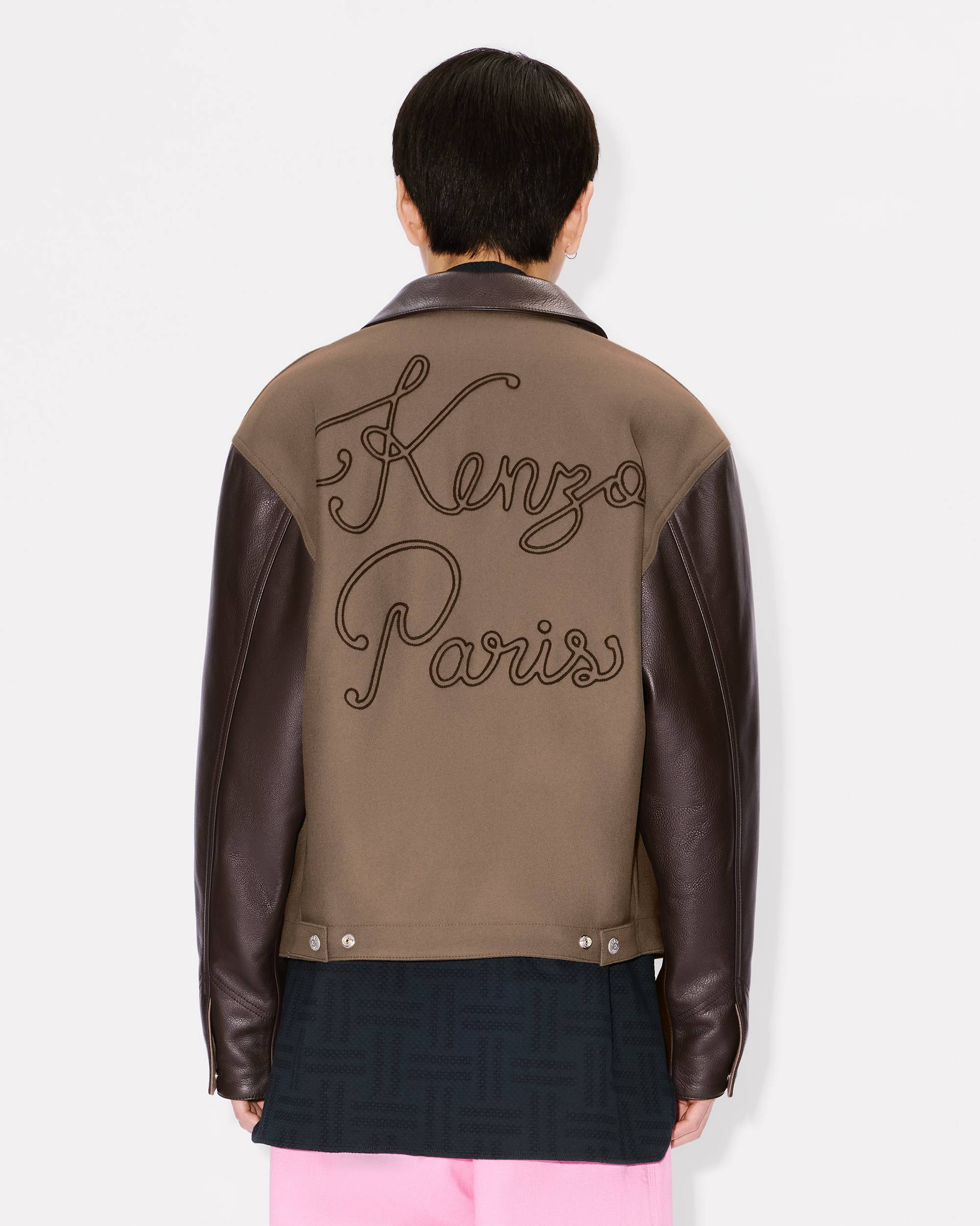 'KENZO Paris Chainstitch' genderless blouson in wool and leather - 12