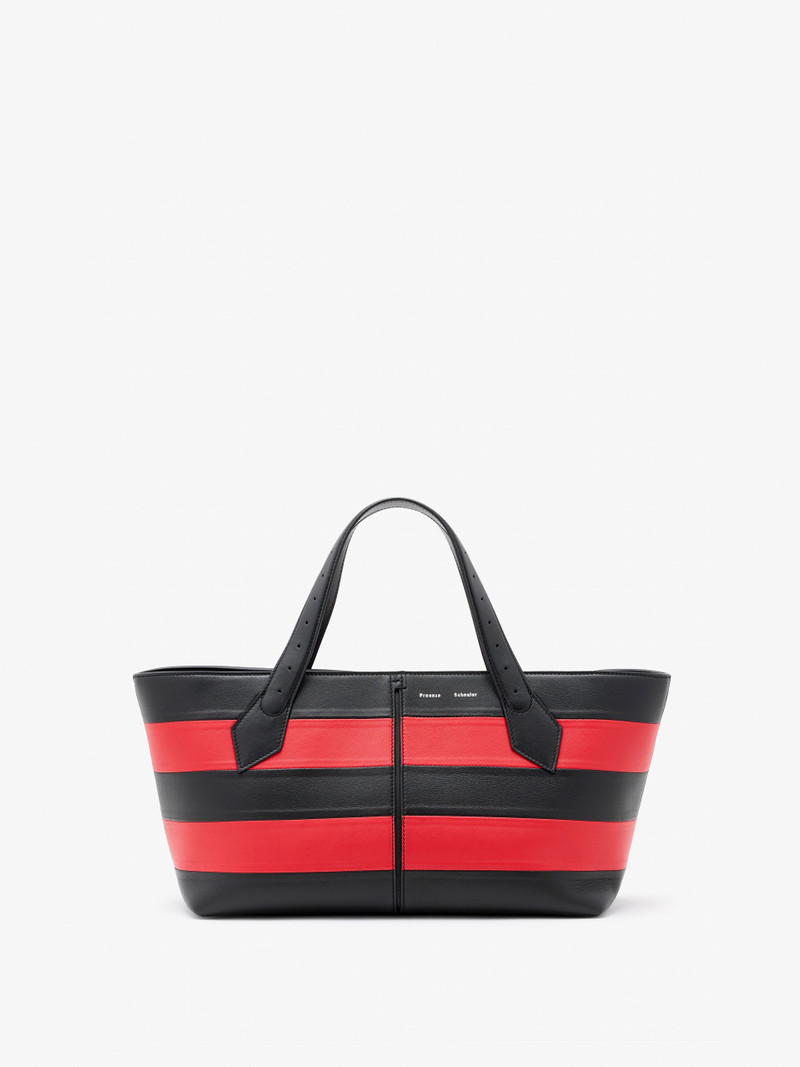 East West Chelsea Tote in Striped Nappa Plonge 1