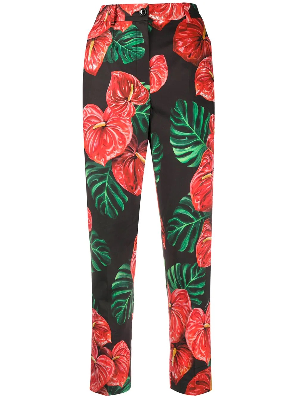 laceleaf print cropped trousers - 1