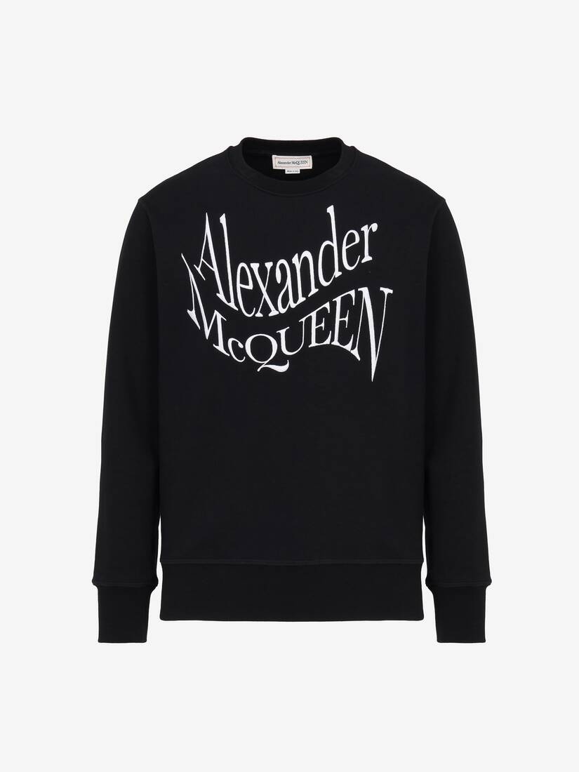 Men's Warped Logo Sweatshirt in Black - 1