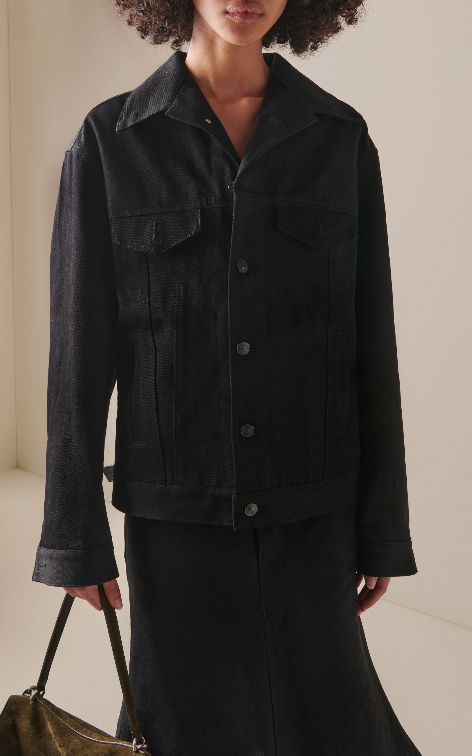 Standing Waxed Denim Jacket black - 2