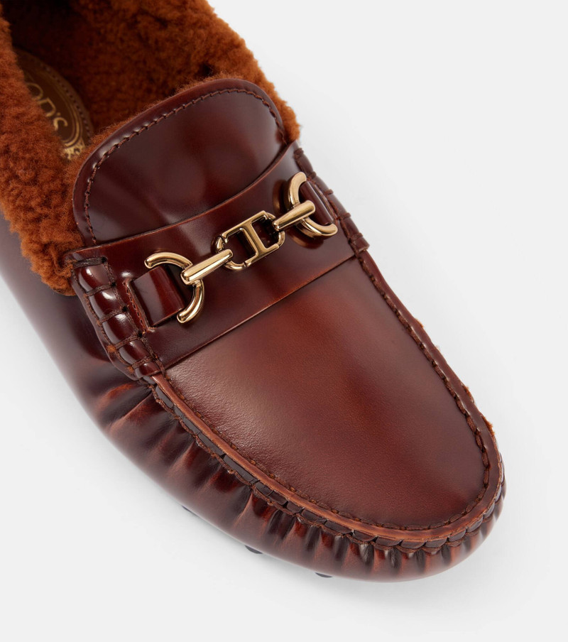 Shearling-trimmed leather loafers 5
