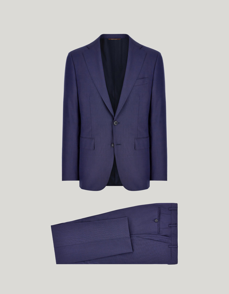 LIGHT BLUE DENIM-EFFECT WOOL REGULAR-FIT SUIT 134