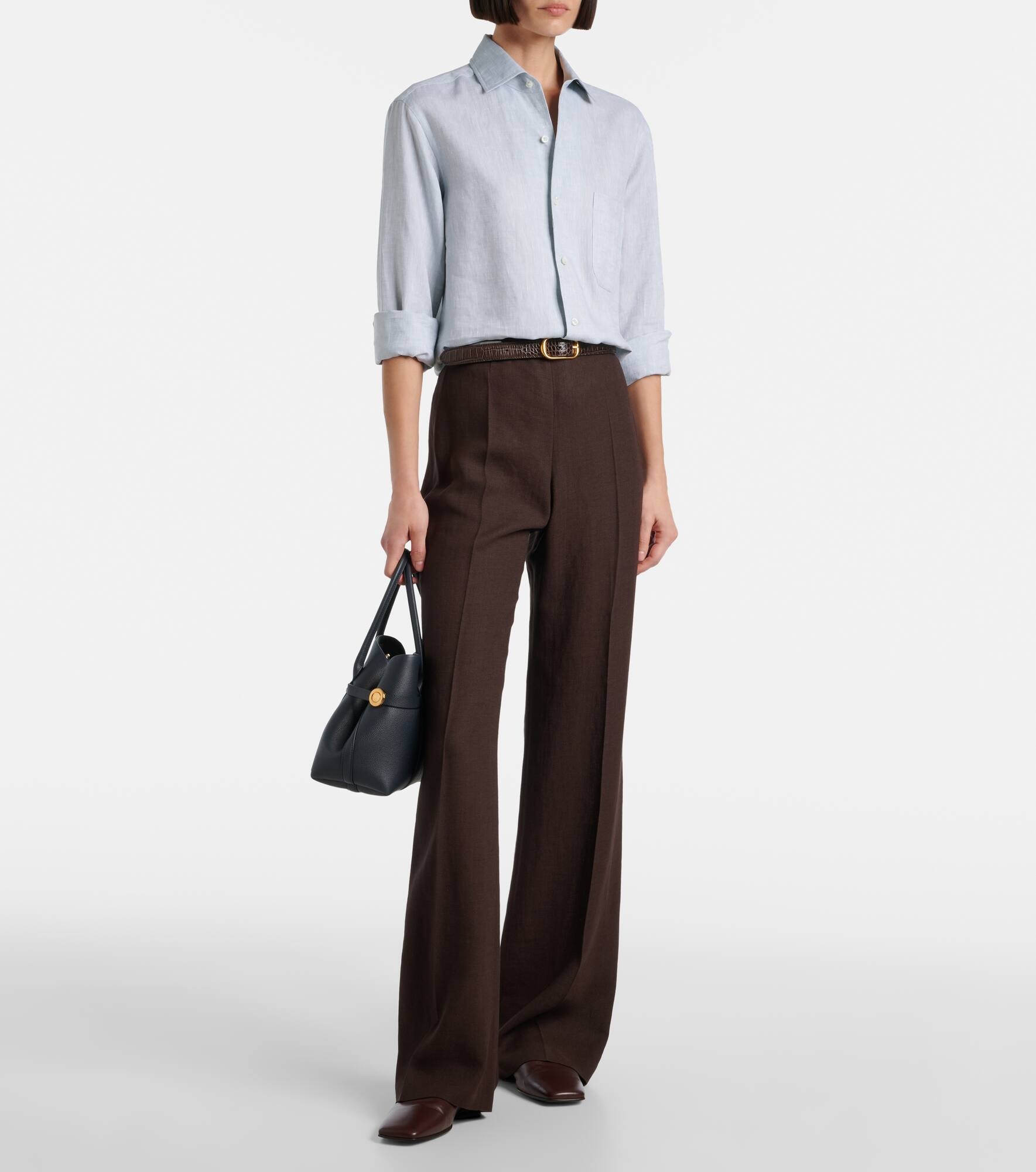 Timi linen crêpe flared pants - 2