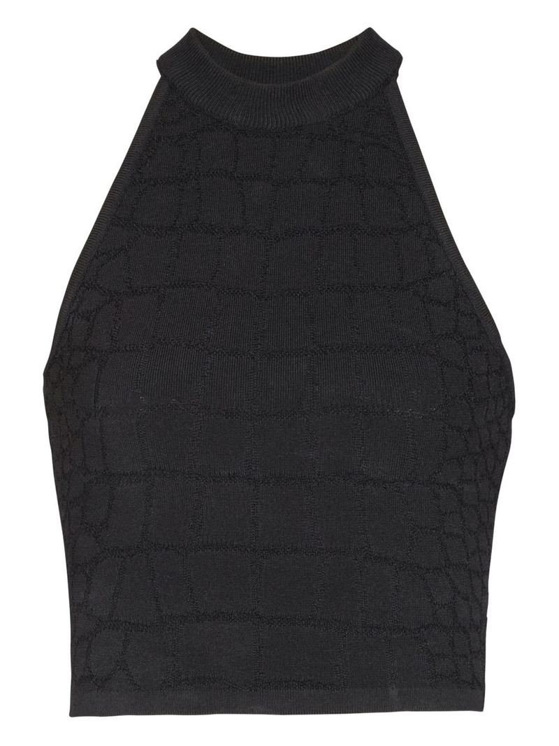 halterneck crocodile-effect top 1