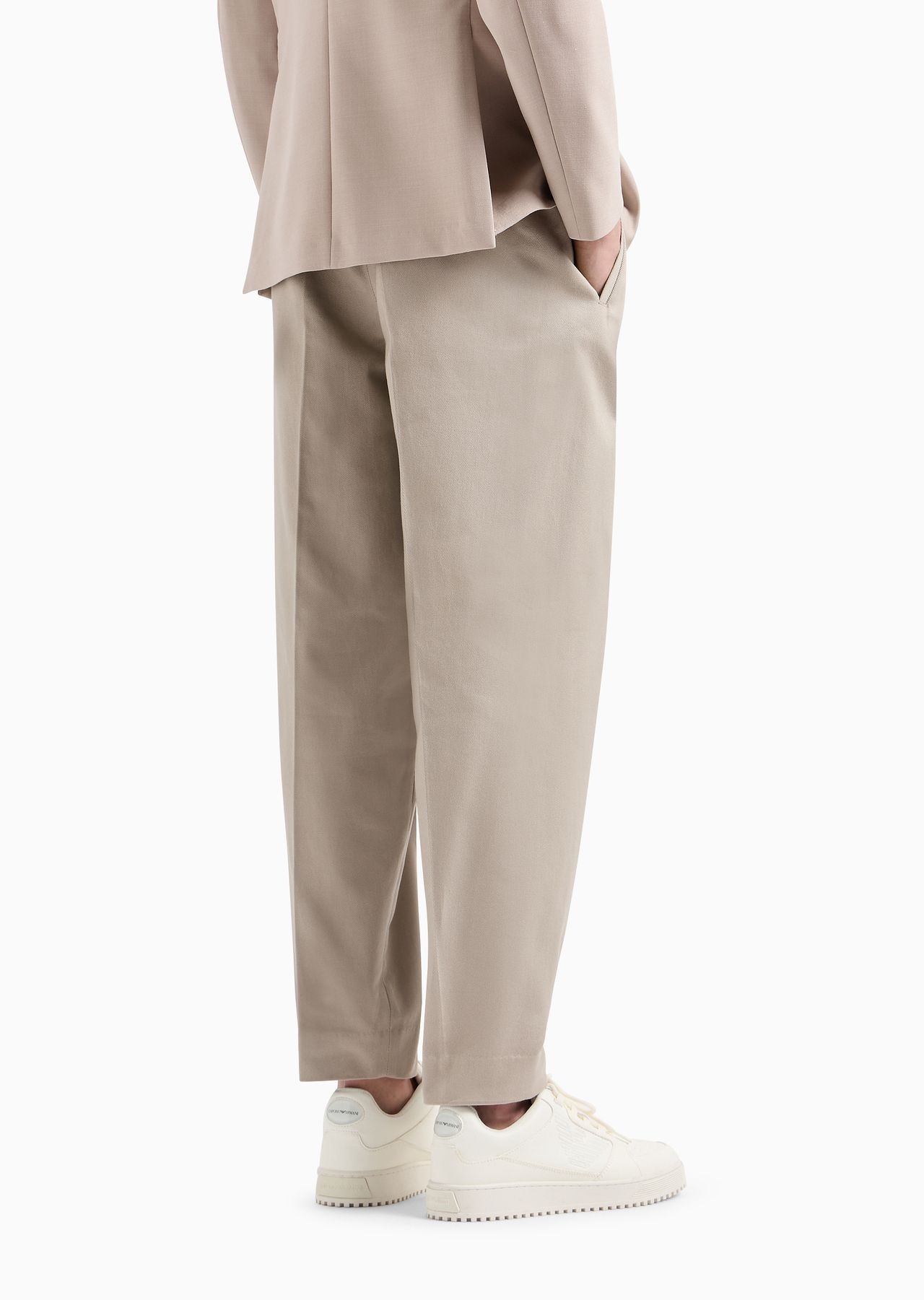 Cotton twill wide trousers with pleat - 3