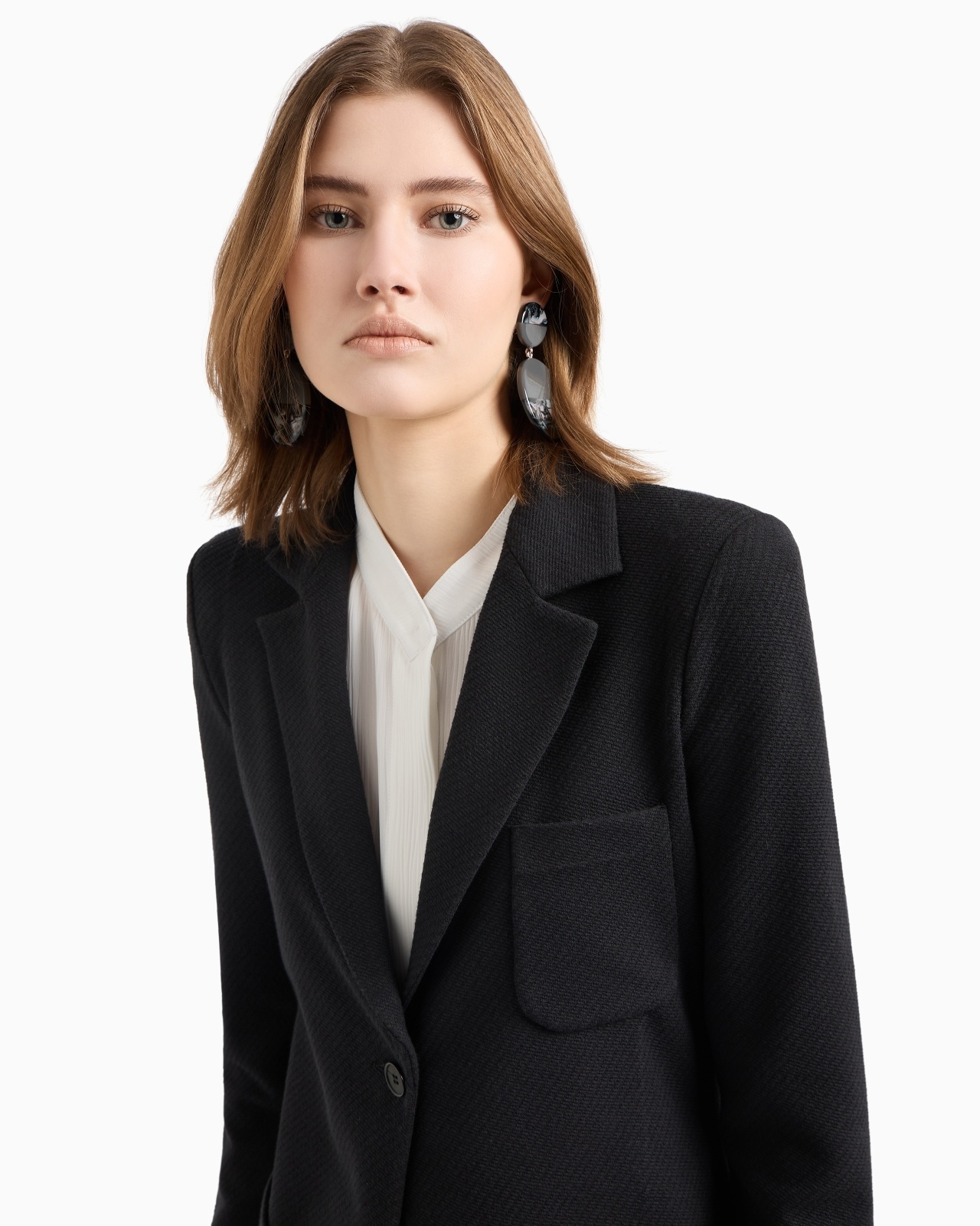 SINGLE-BREASTED JACKET IN KNIT-EFFECT JACQUARD JERSEY - 5