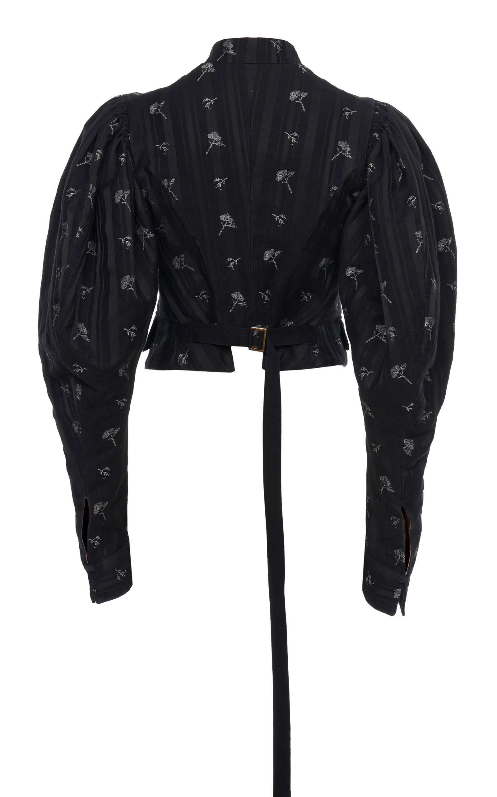 Puff-Sleeve Cotton-Silk Jacquard Cropped Jacket black - 2