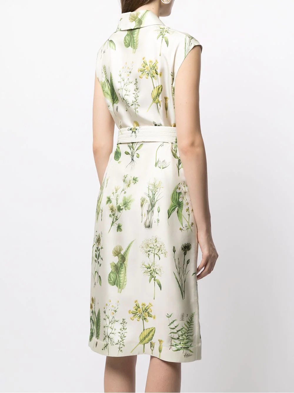 botanical-print sleeveless shirtdress - 4