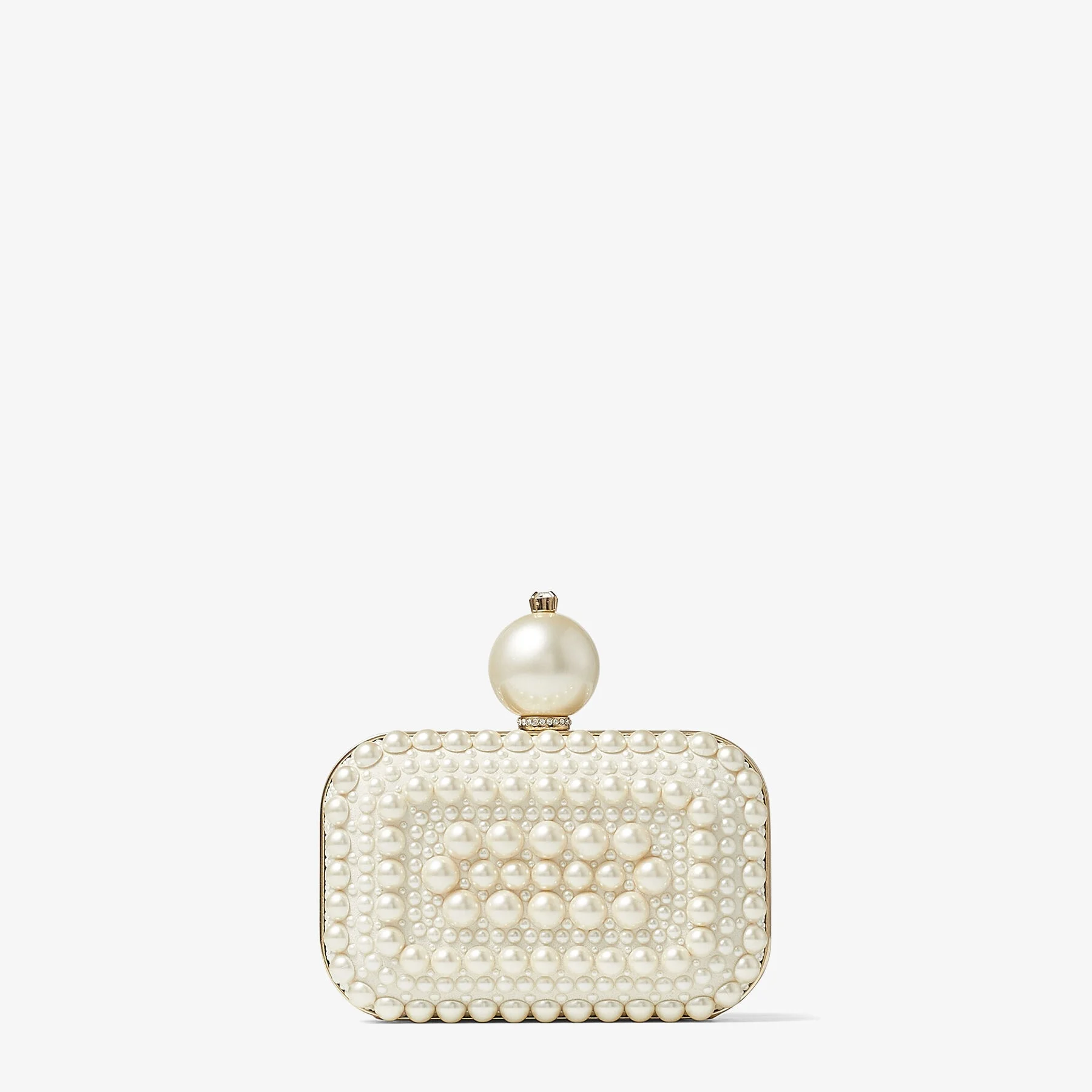Micro Cloud
White Suede Clutch Bag with All-Over Pearl Embellishment - 1