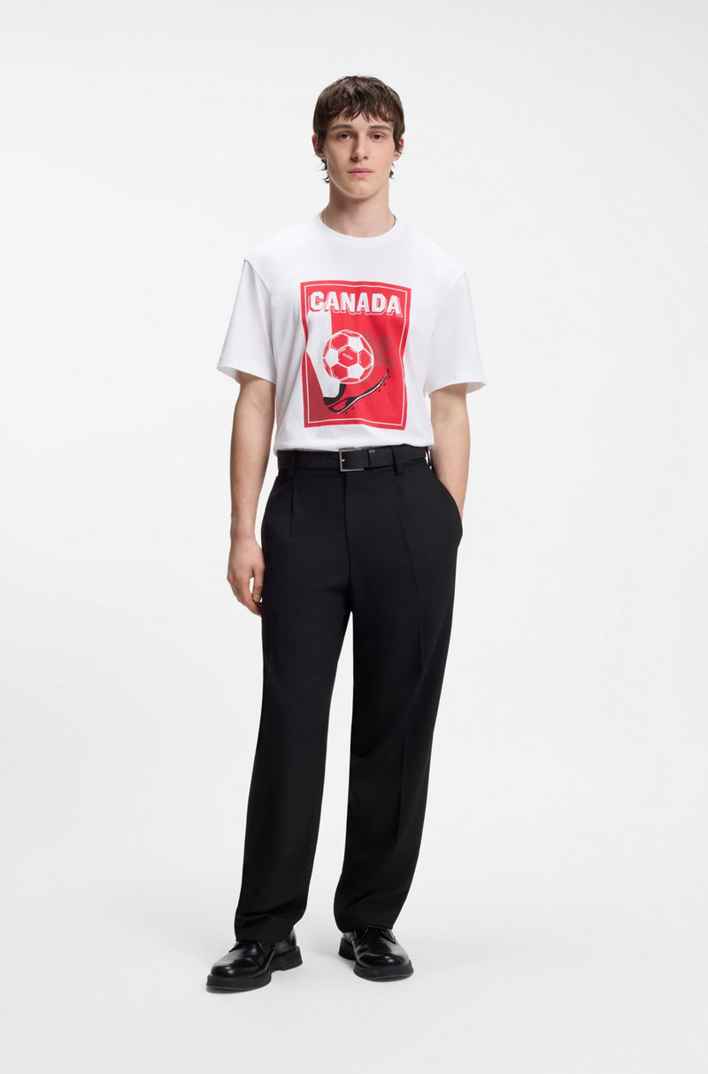 HUGO RELAXED-FIT T-SHIRT IN COTTON WITH SOCCER ARTWORK outlook
