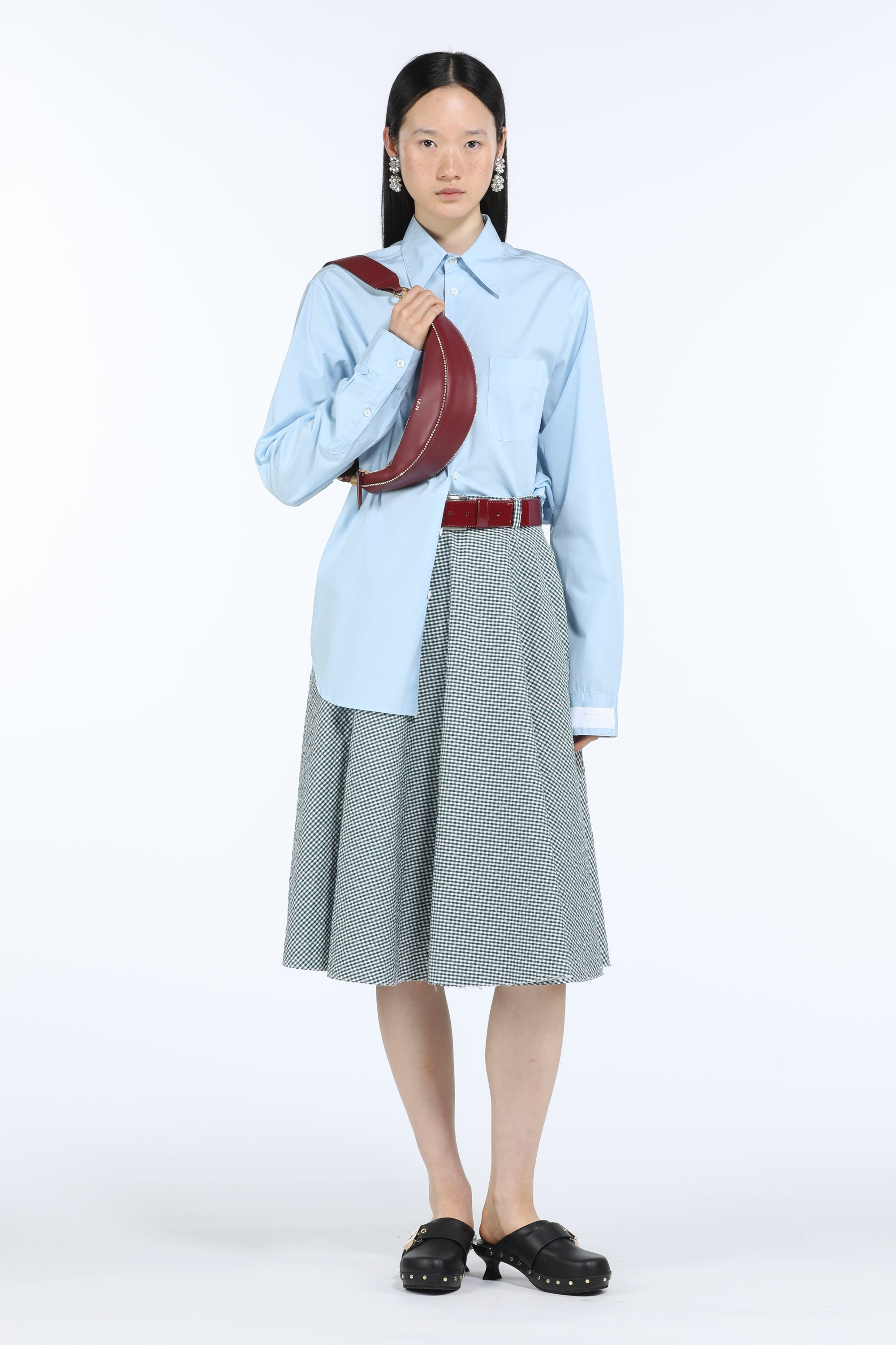 GINGHAM-PRINT A-LINE SKIRT - 4