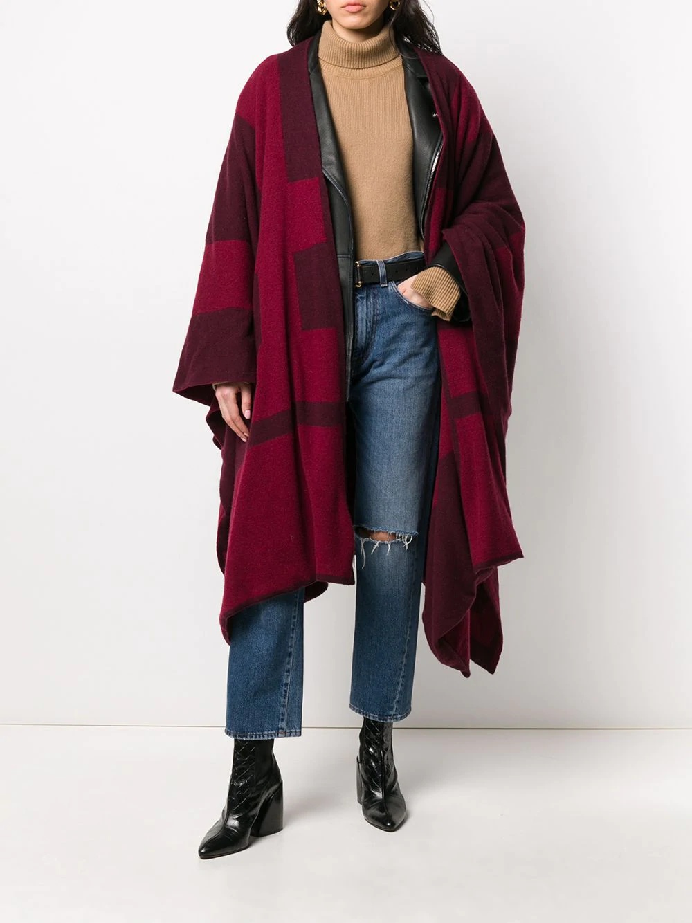 colour-block oversized wrap - 2