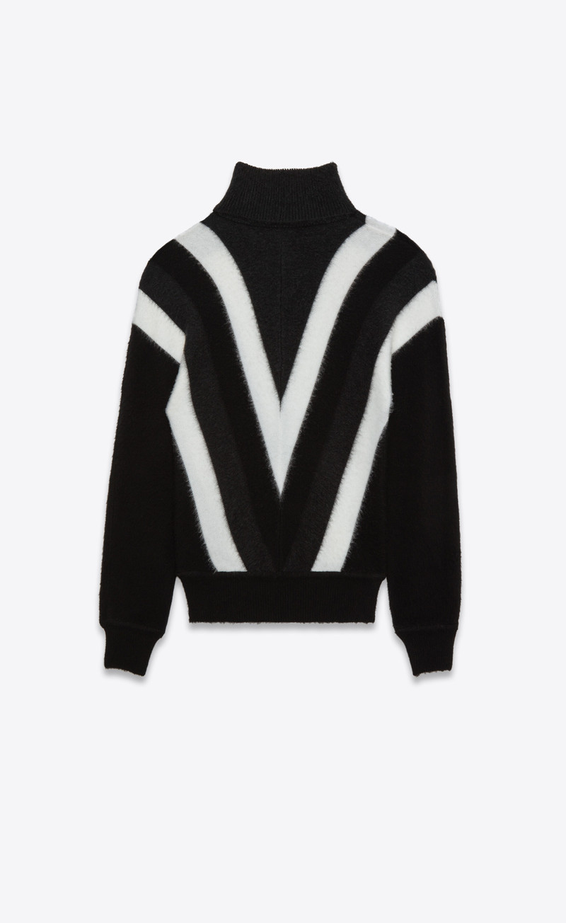 SAINT LAURENT turtleneck sweater in chevron wool outlook