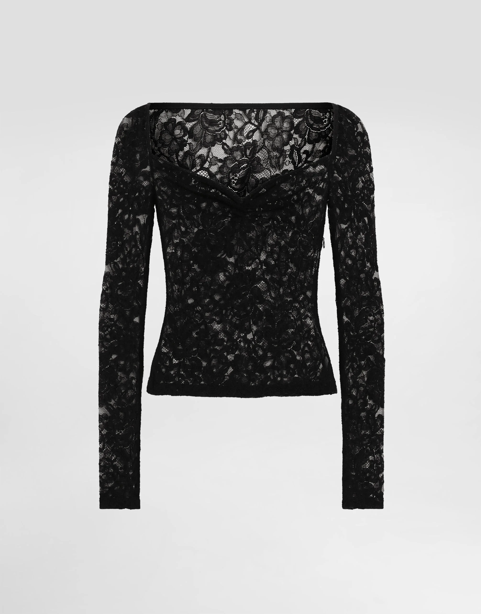 Floral lace top with a sweetheart neckline - 1