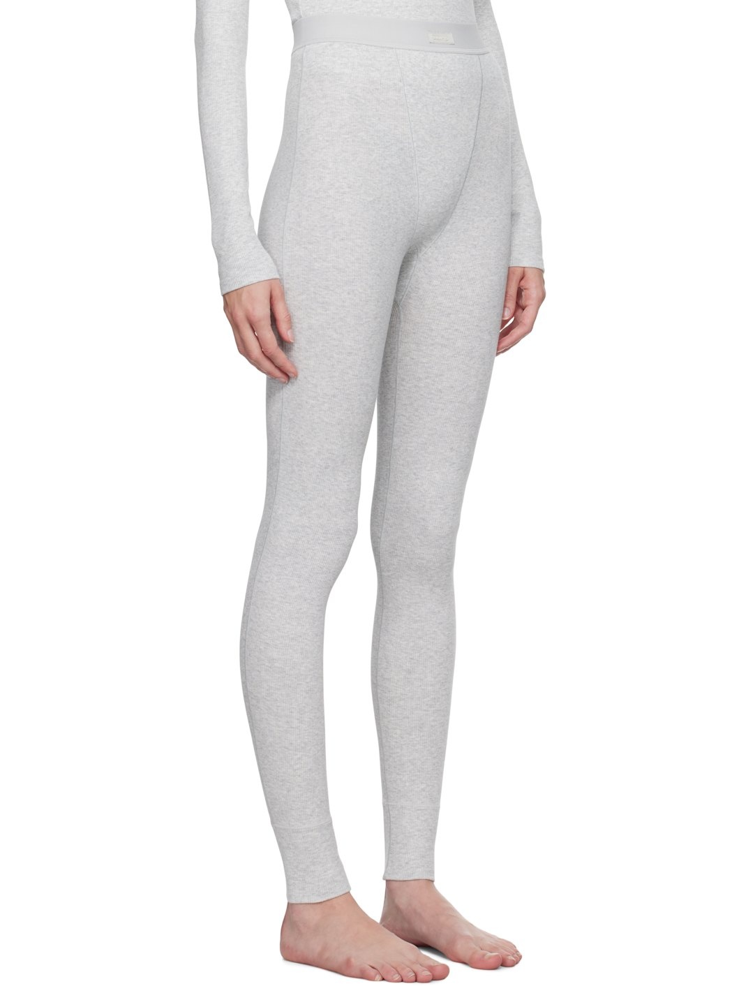 Gray Cotton Rib Leggings - 2