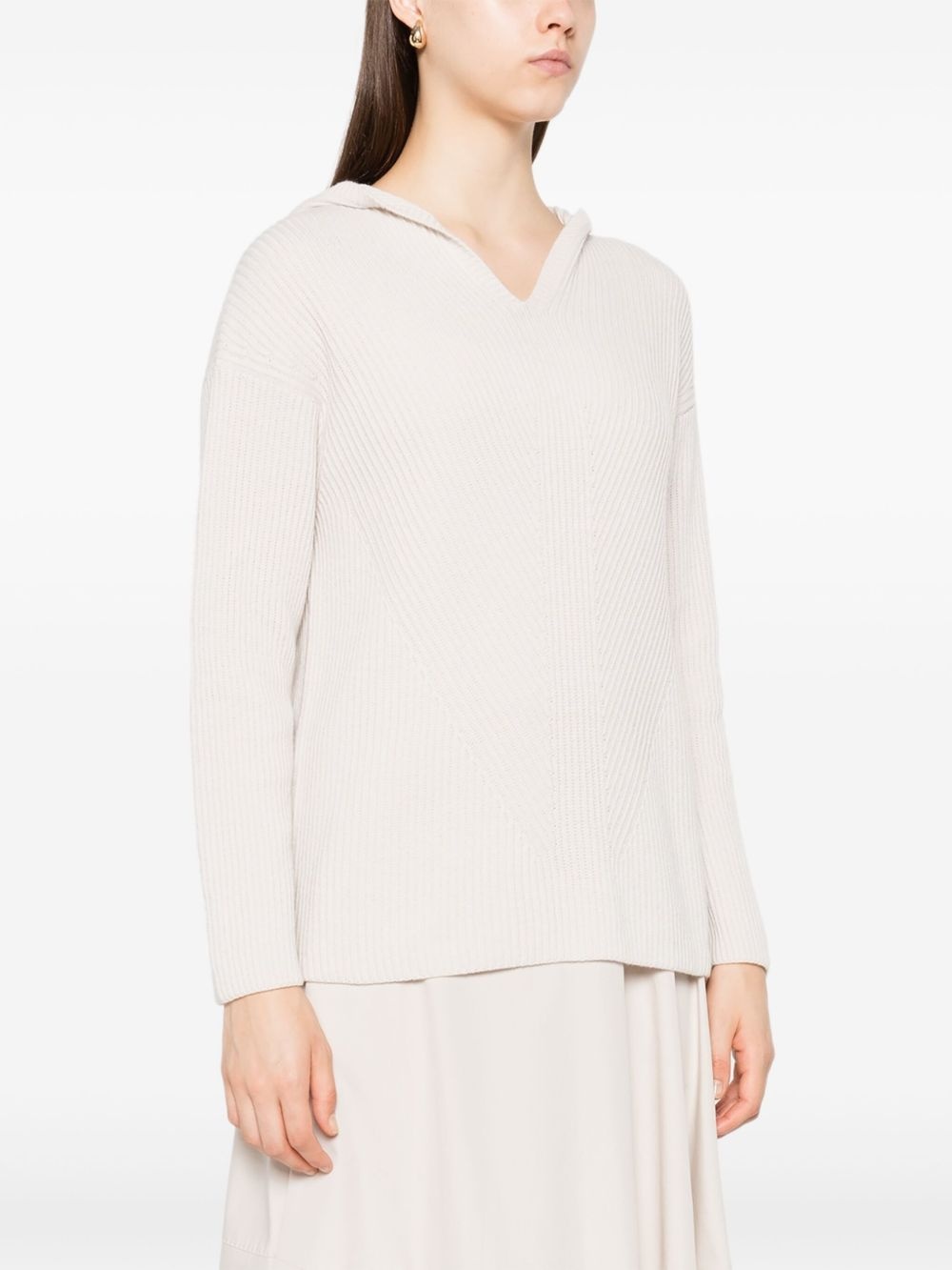 ribbed hooded jumper - 3
