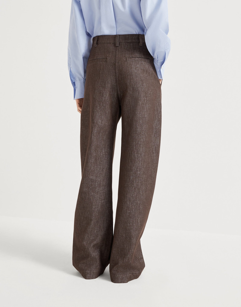 Brunello Cucinelli Sparkling no-fade denim loose curved trousers with monili outlook