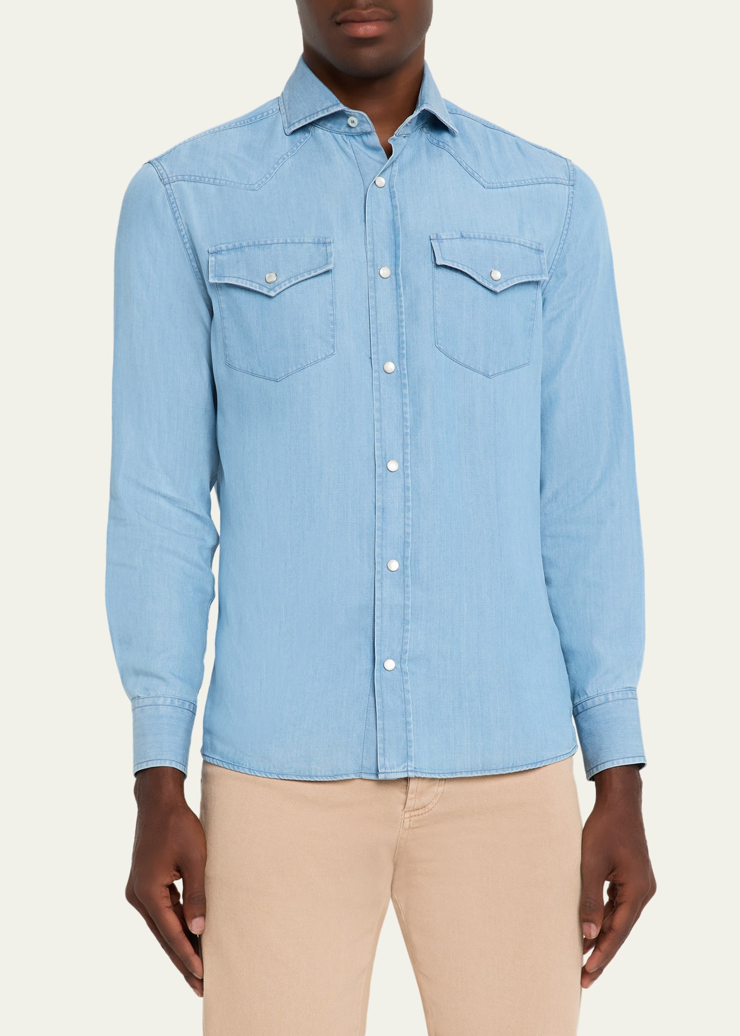 Mens Lightweight Denim Western Shirt - 4
