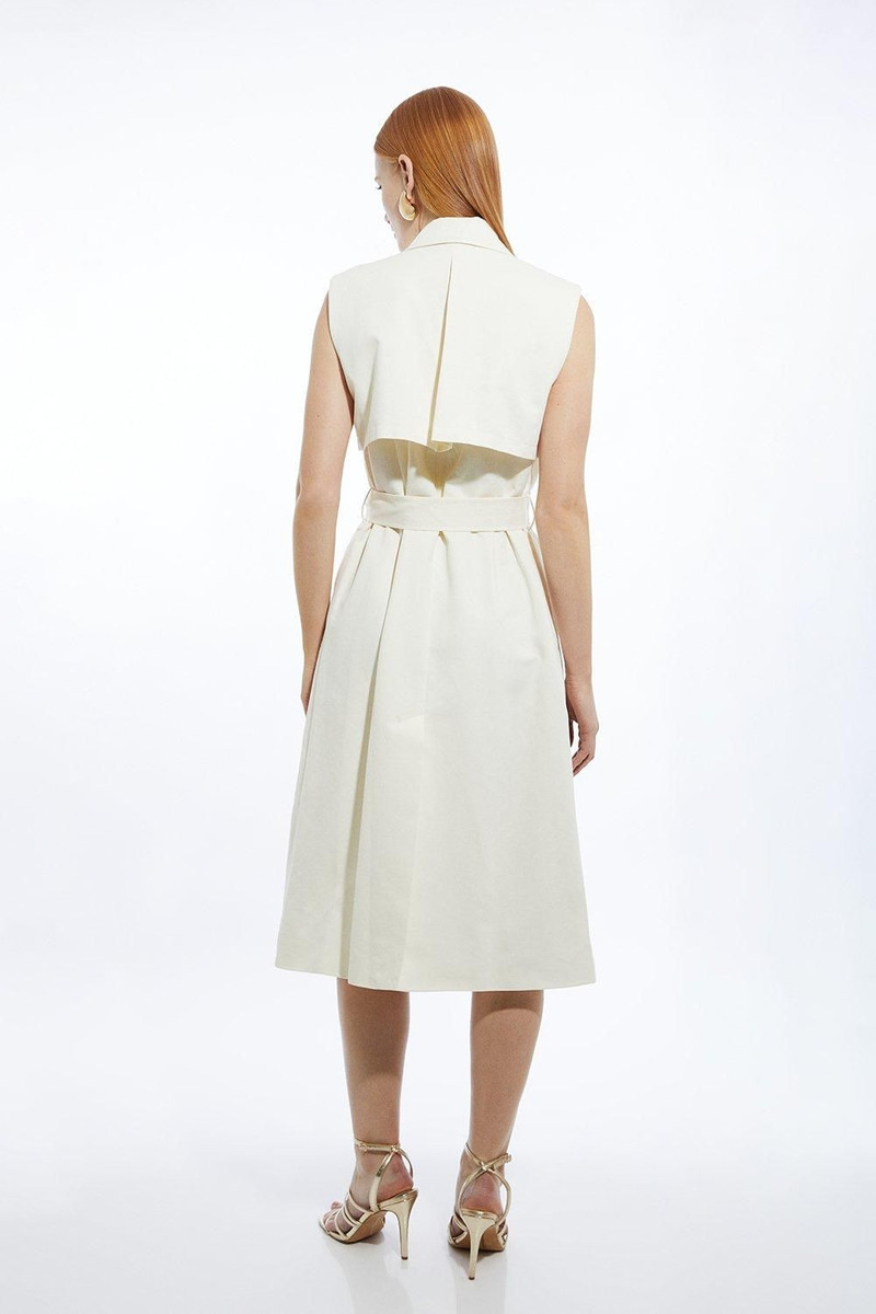 Tailored Sleeveless Belted Trench Coat 5