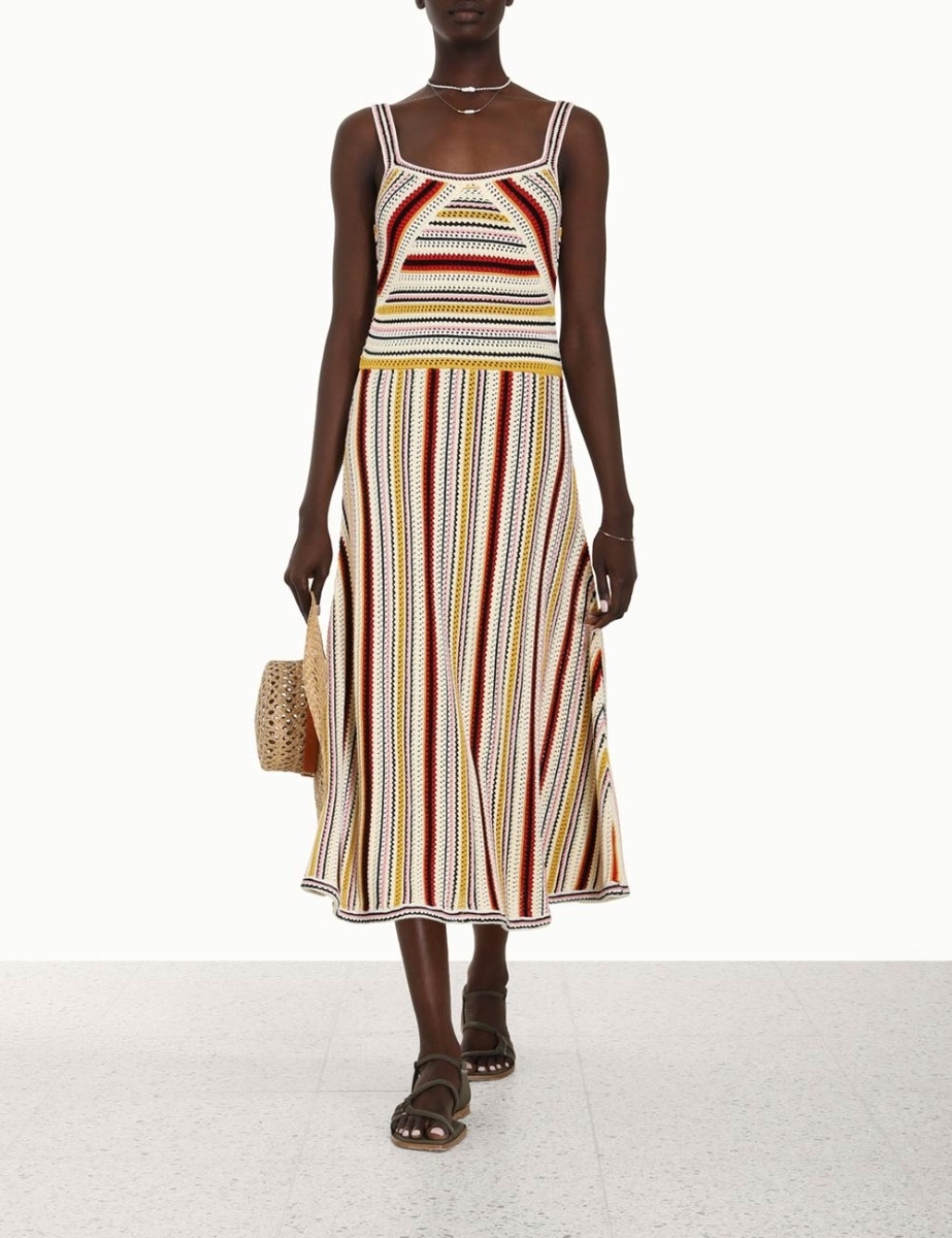 Zimmermann VITALI MULTI STRIPE KNIT DRESS - 5115DVITYLMS | REVERSIBLE