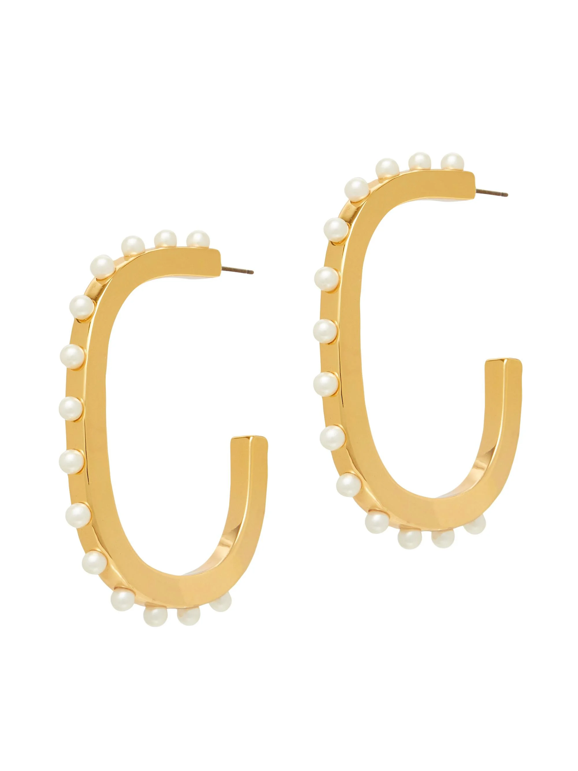 Women's 14K-Gold-Plated & Imitation Pearl Hoop Earrings - Pearl - 1