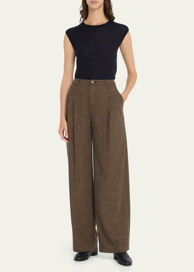 Vince Houndstooth Pleated-Front Straight-Leg Pants outlook