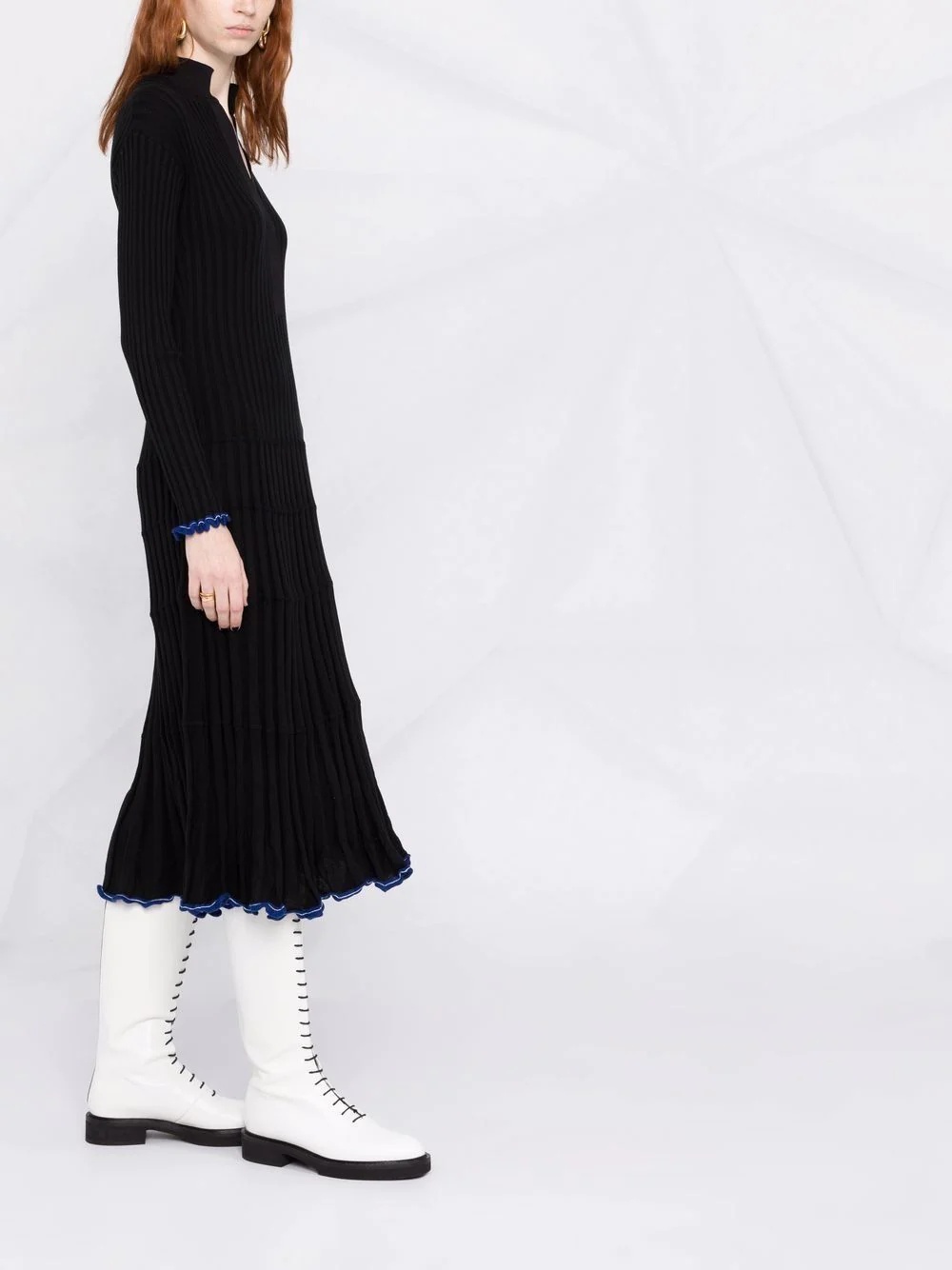 V-neck silk-blend dress - 6