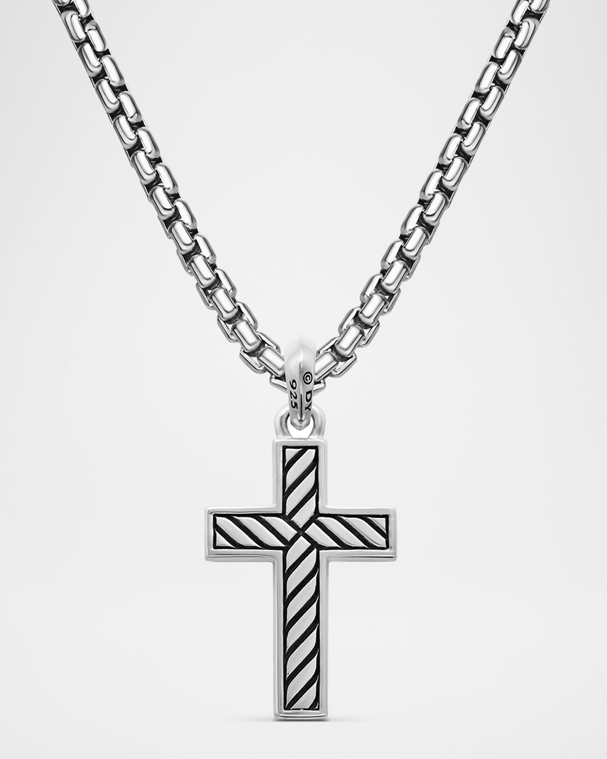 Men's Exotic Stone Cross Pendant with Gemstone in Silver, 26mm - 5