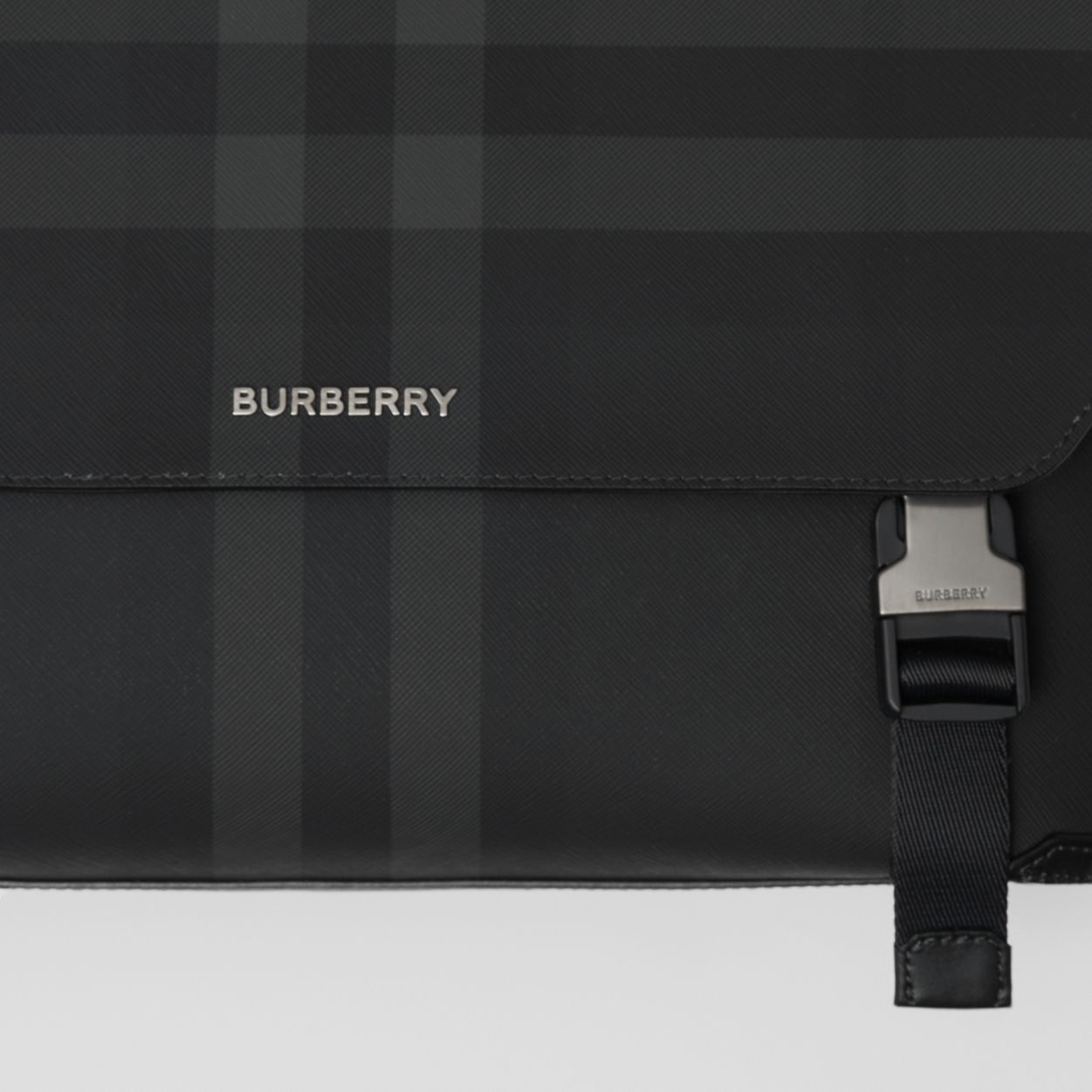 Charcoal Check and Leather Large Messenger Bag - 2