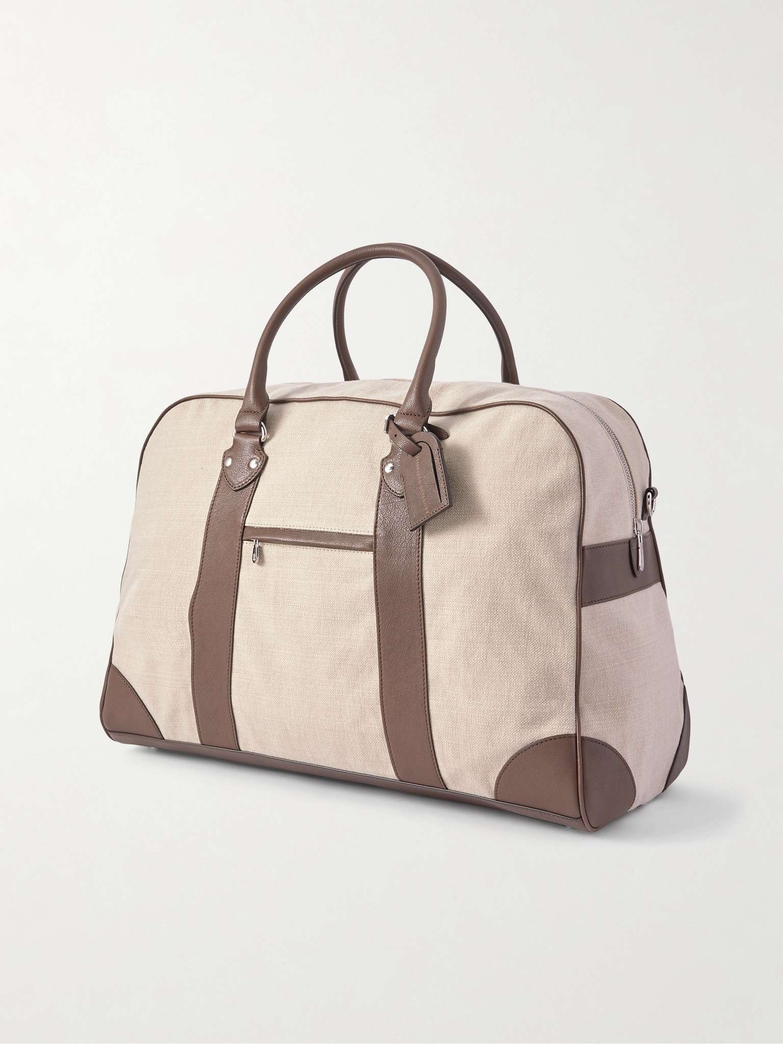 Leather-Trimmed Canvas Holdall - 4
