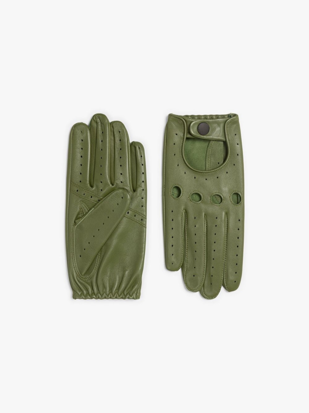 GREEN LEATHER DRIVING GLOVES - 1
