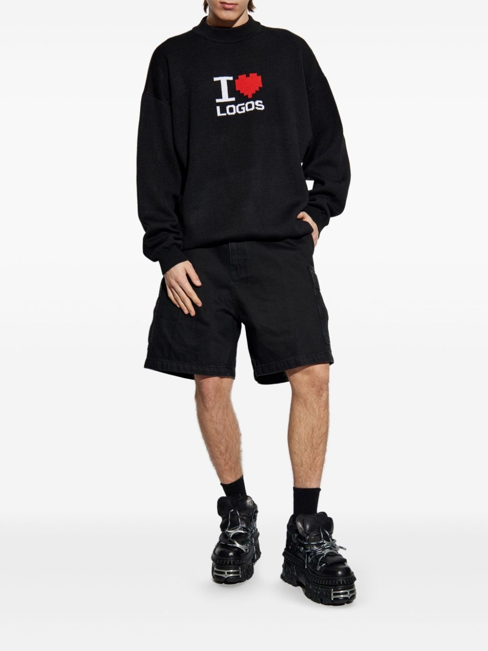slogan-intarsia sweater - 2